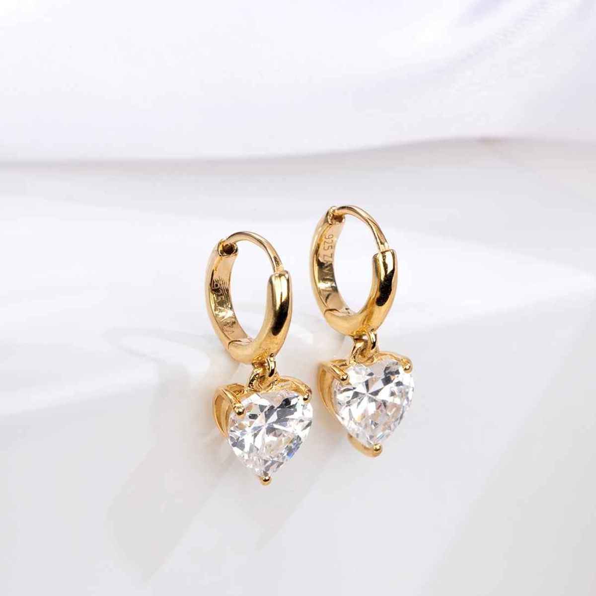Zavya Solitaire CZ Gold Plated 925 Sterling Silver Drop