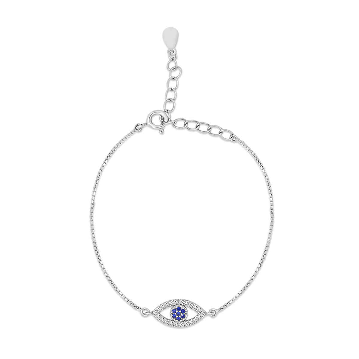 Zavya Evil eye CZ Rhodium Plated 925 Sterling Silver Chain Bracelet Gift Hamper