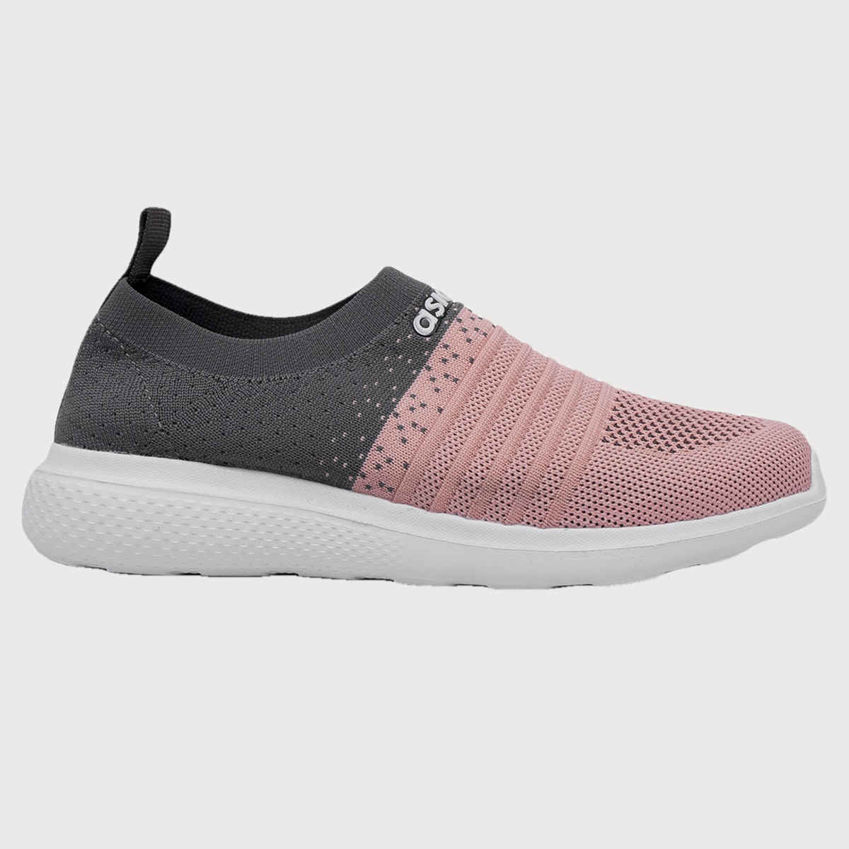 Asian Women s Elasto-02 Grey Pink Laceless Shoes | UK-4