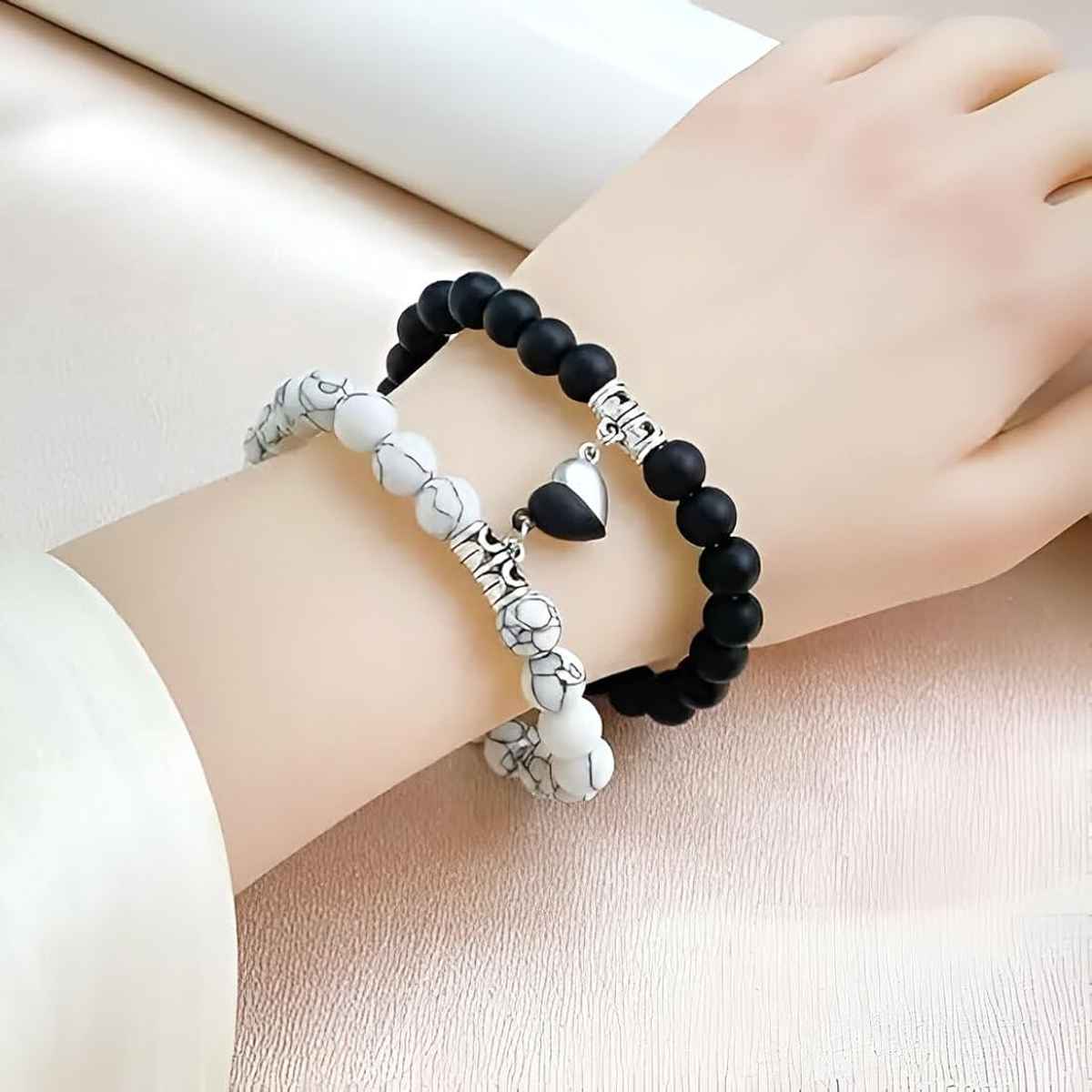 Black And White Magnetic Couple Bracelet