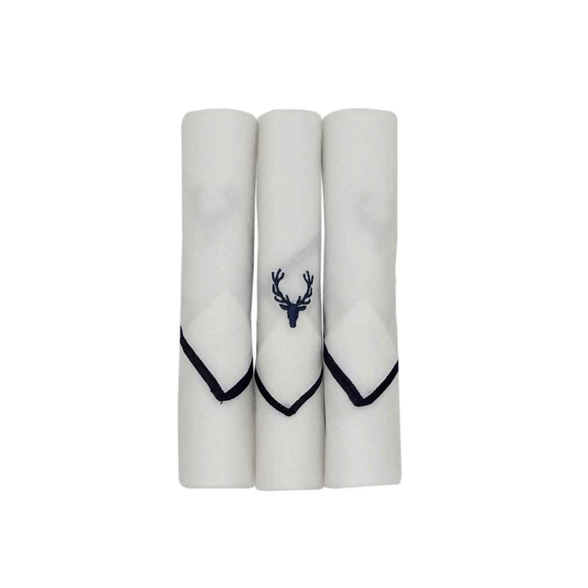 Allen Solly Men's Cotton Colour Border Handkerchief | Navy Blue & White