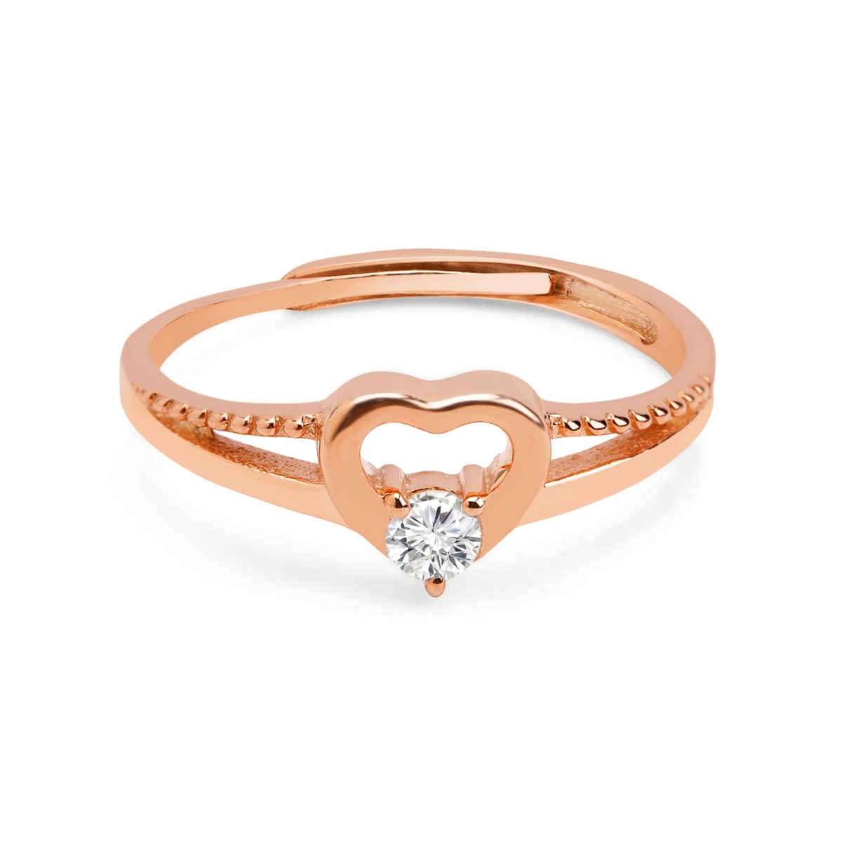 Zavya Heart CZ Rose Gold Plated 925 Sterling Silver Ring