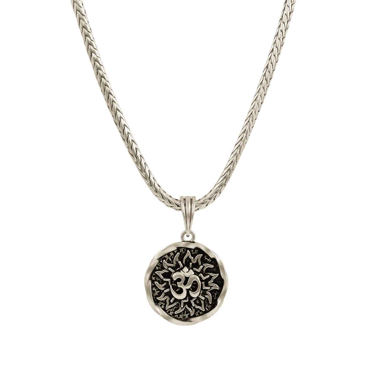 Nakabh Men's Locket Pendant Rhodium 50 Cm | NAK-2304216