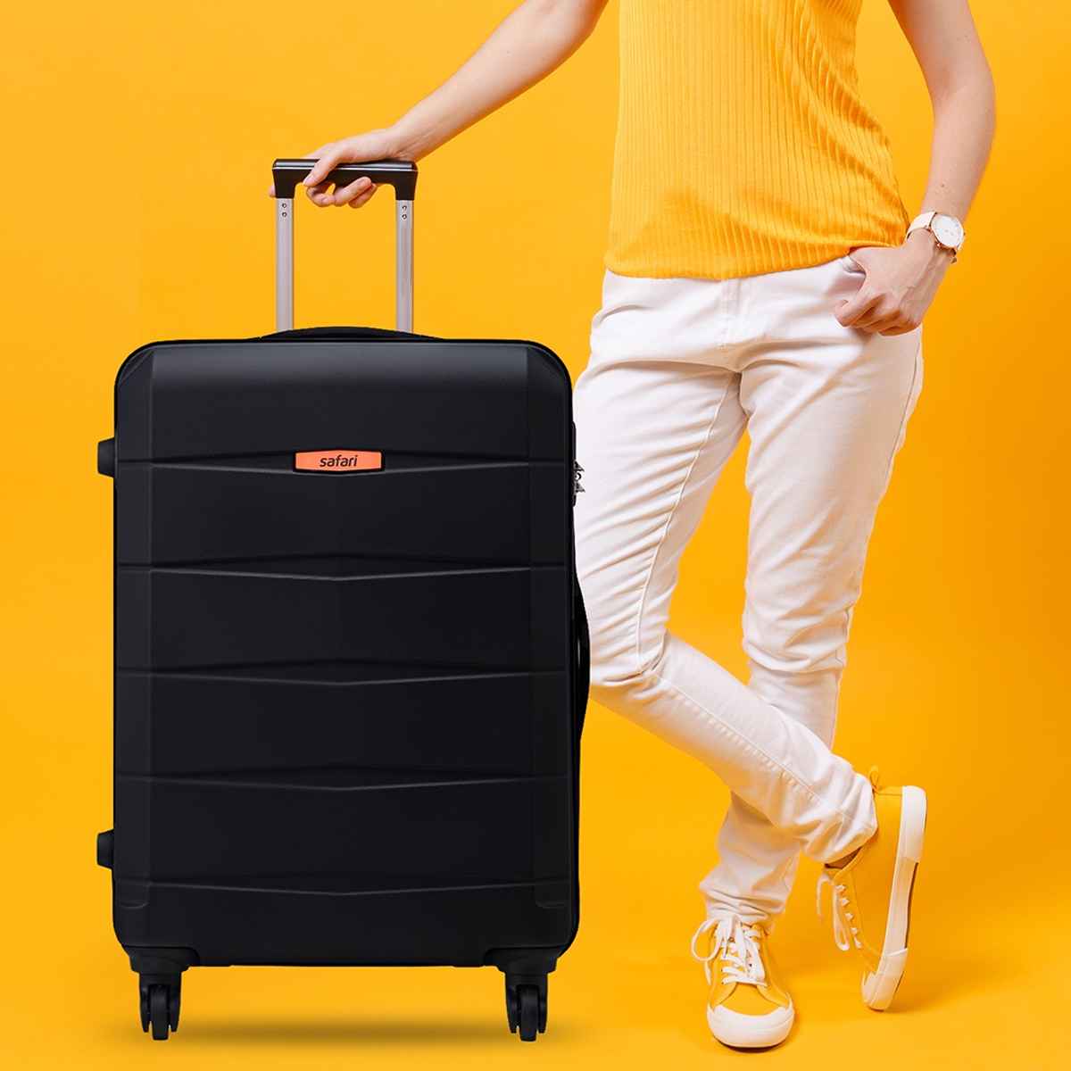 Safari Unisex Polycarbonate 90 L Retractable Hard Luggage Trolley Bag | Multicolour - L