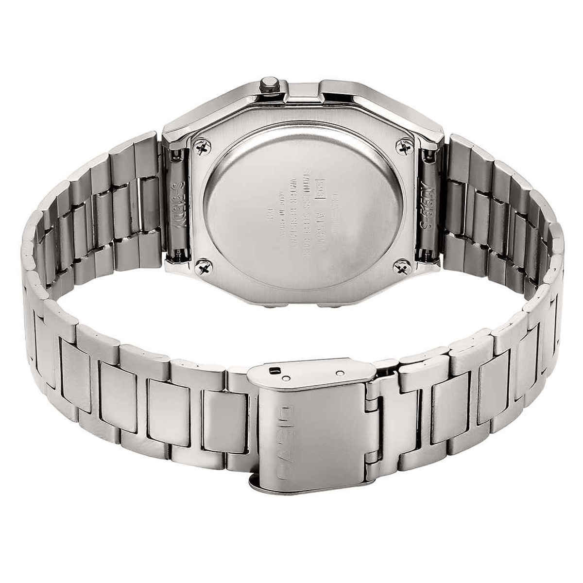 Casio Unisex Vintage A-158WA-1Q Digital Grey Dial Watch | Silver Metal Strap (D011)
