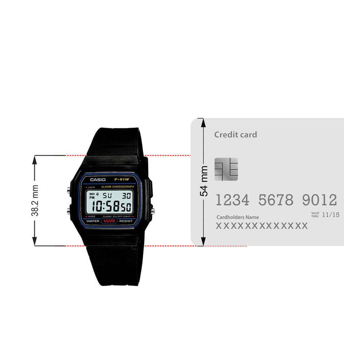 Casio Unisex Youth Series Digital Black Dial Watch | F-91W-1Q (D002)