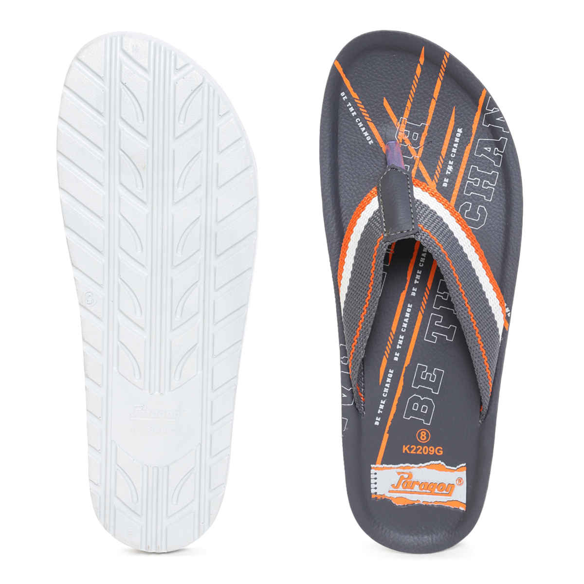 Paragon Men's Vertex Grey-Orange Slippers | UK 9