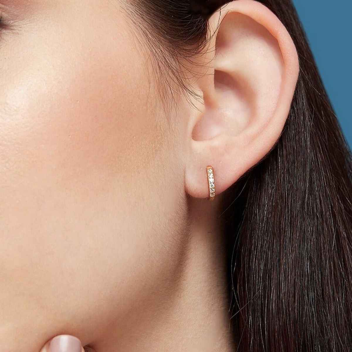 Zavya Circular CZ Rose Gold Plated 925 Sterling Silver Hoop