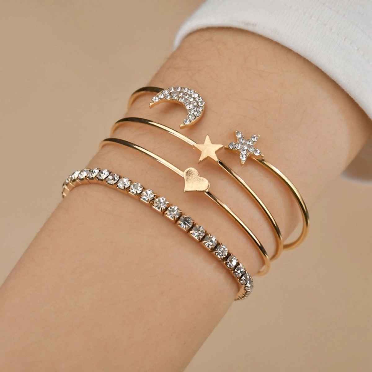 Shining Diva Fashion Jewellery Stylish Crystal Multilayer Charm Bracelet for Girls and Women 9816b
