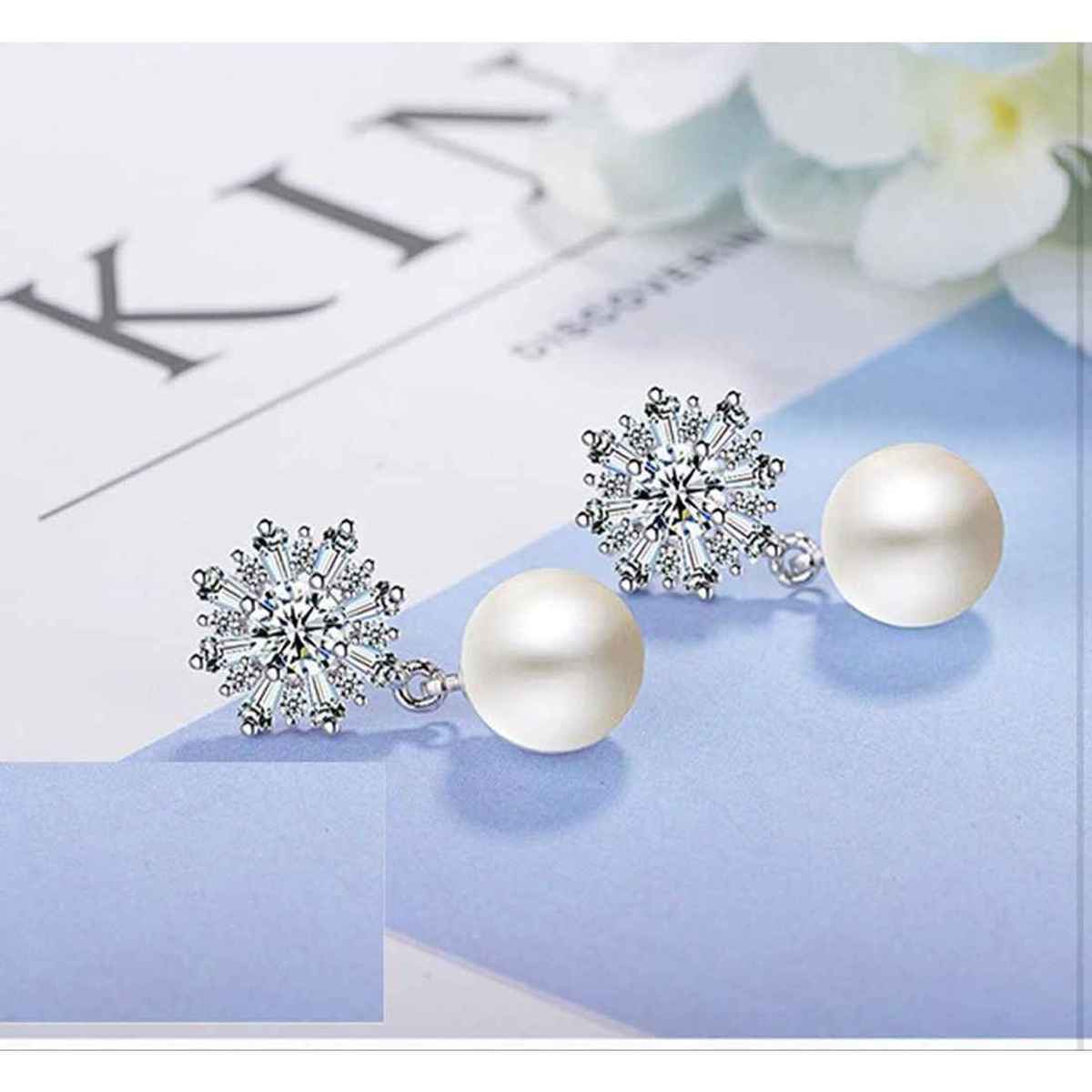 Shining Diva Fashion Latest Stylish Pearl Earrings for Women & Girls | 10717er