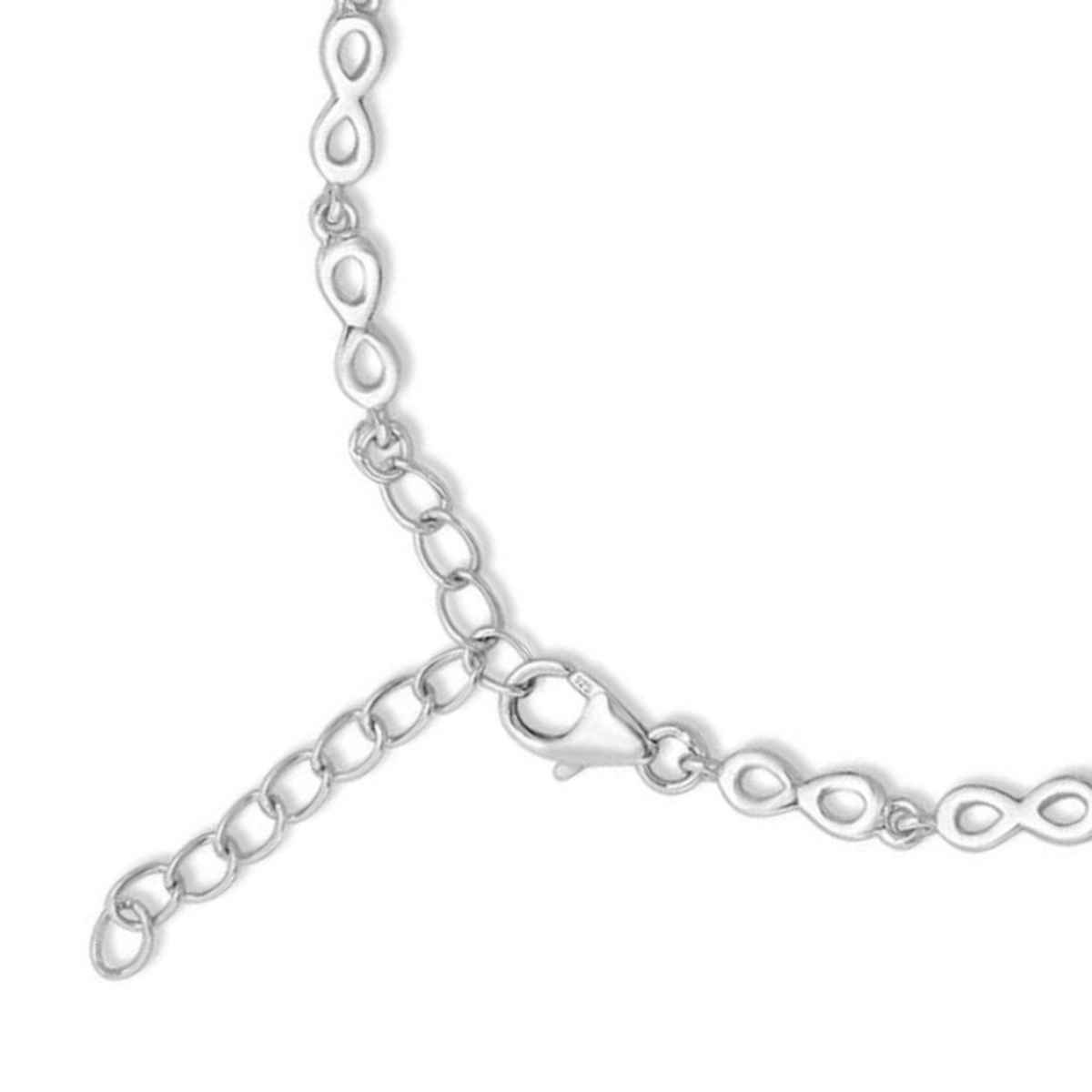 Zavya Infinity CZ Rhodium Plated 925 Sterling Silver Link Bracelet
