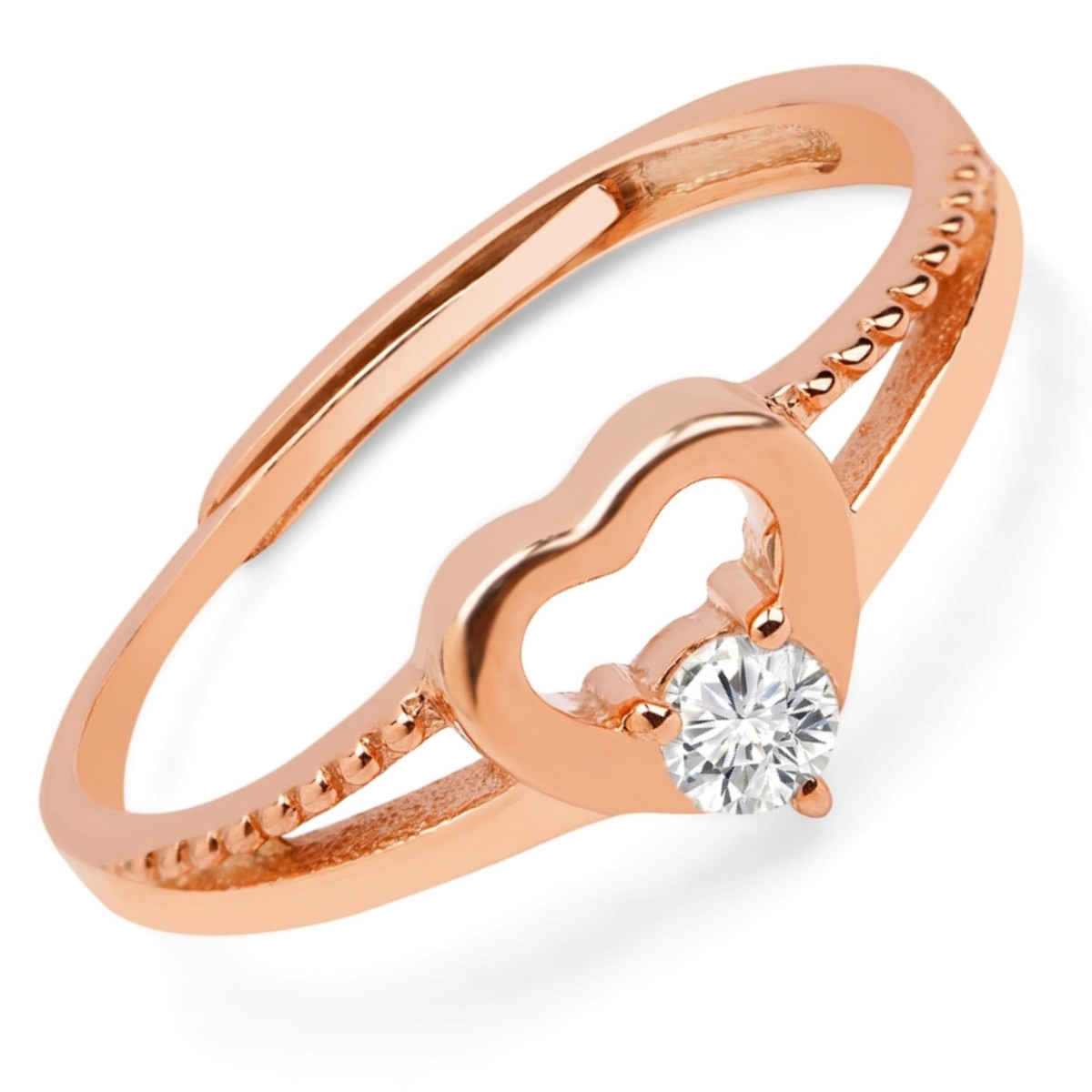 Zavya Heart CZ Rose Gold Plated 925 Sterling Silver Ring