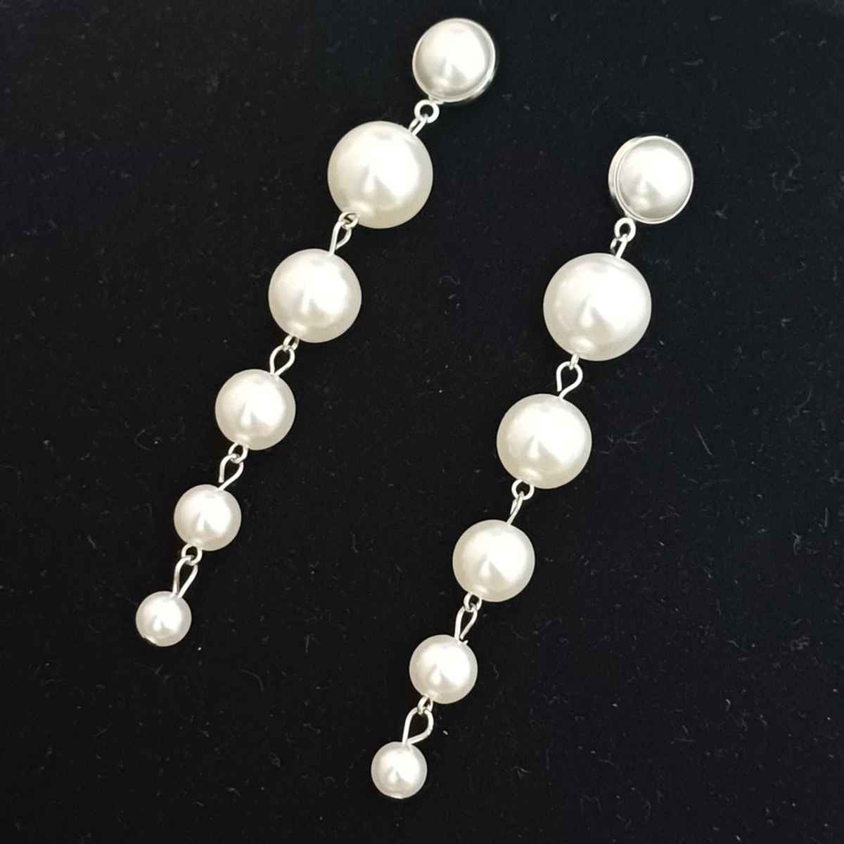 Long Moti Earrings Silver