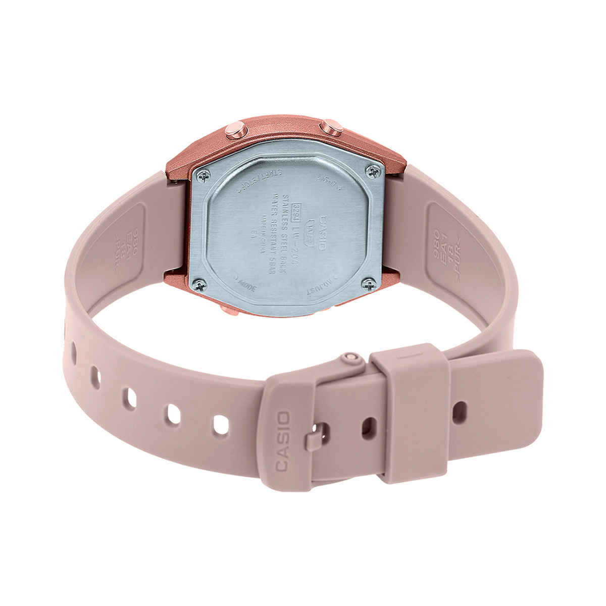 Casio Women's Vintage LW-204-4ADF Rose Gold Digital Dial Watch | Pink Resin Strap (D213)
