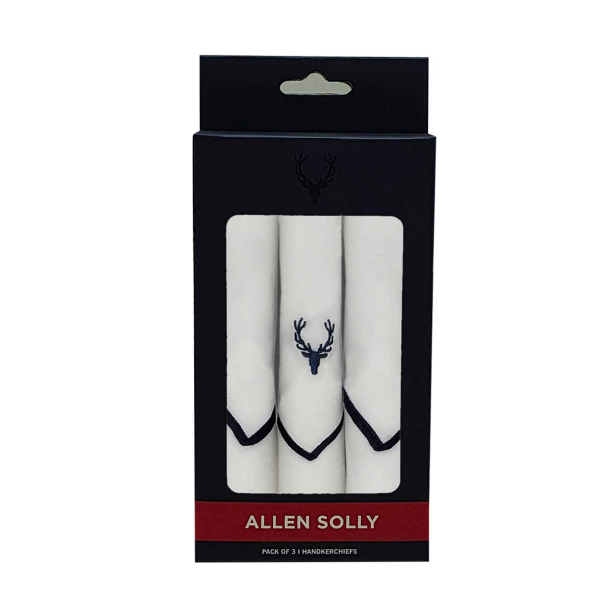 Allen Solly Men's Cotton Colour Border Handkerchief | Navy Blue & White