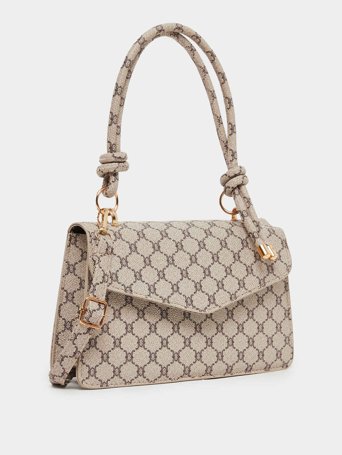 Styli Women Abstract Printed Tie Knot Handle Handbag