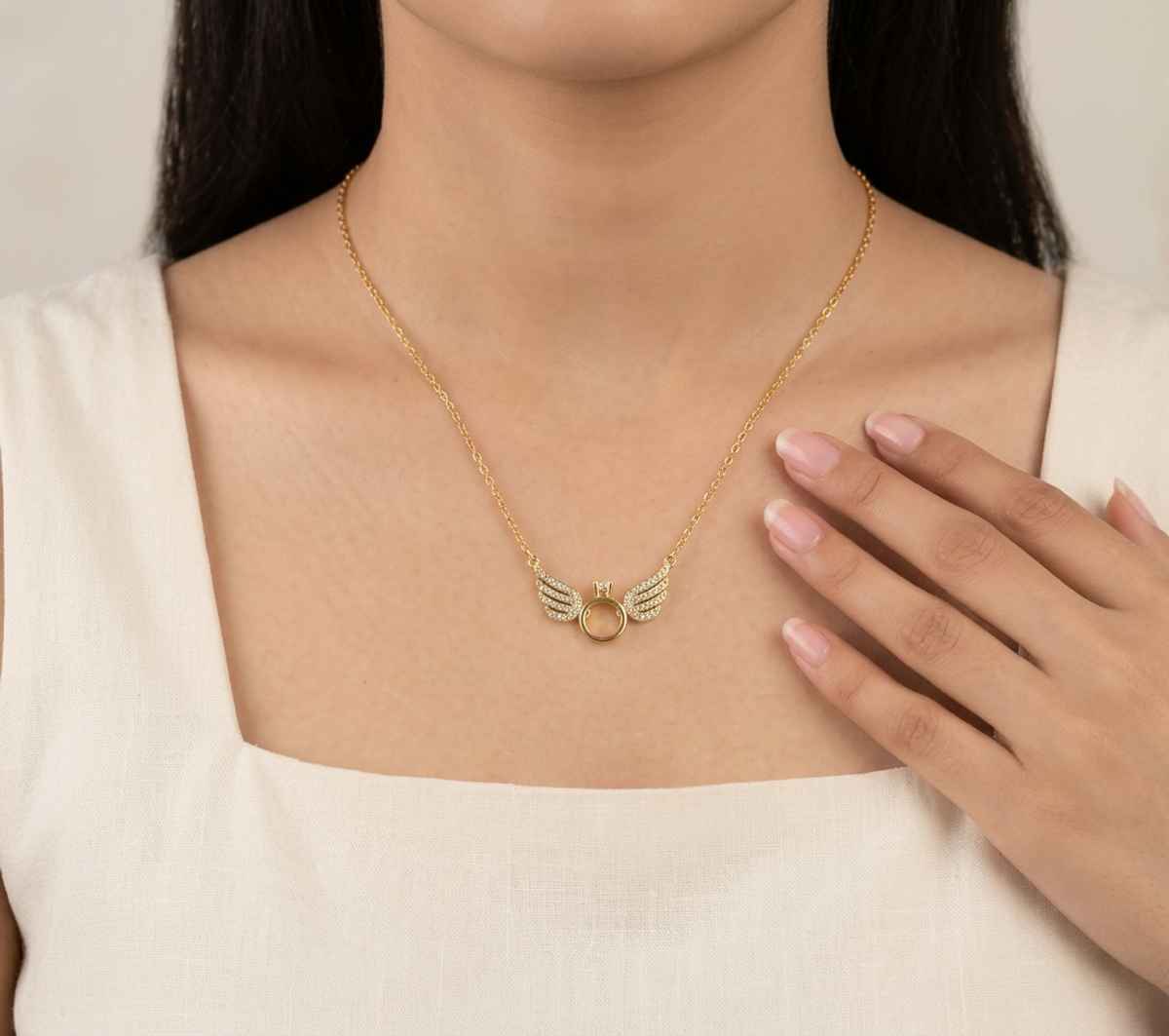 SALTY Golden Butterfly Necklace and Ring Jewellery Set