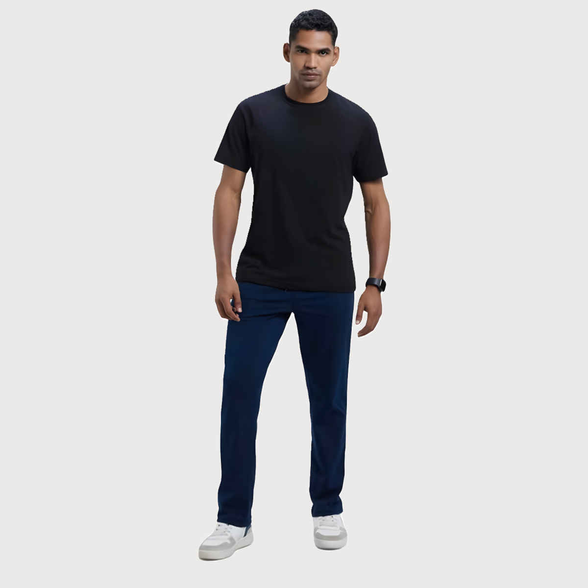 Jockey 9500 Men's Super Combed Cotton Rich Trackpants|Regular Fit|Side Pockets | Navy/Grey Mel-L