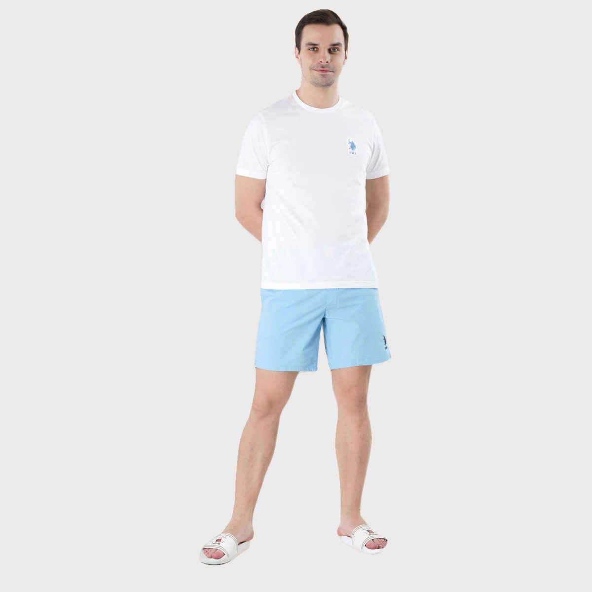 U.S. Polo Assn. Men's Crew Neck Embroidered Logo Lounge T-Shirt | White - M