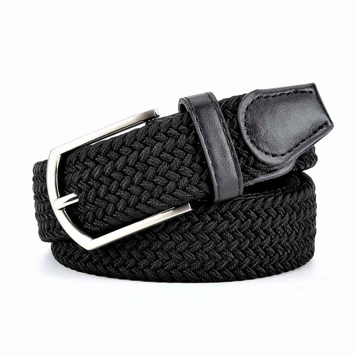 Zoro Unisex Solid Woven Fabric Belt | Black - Free Size