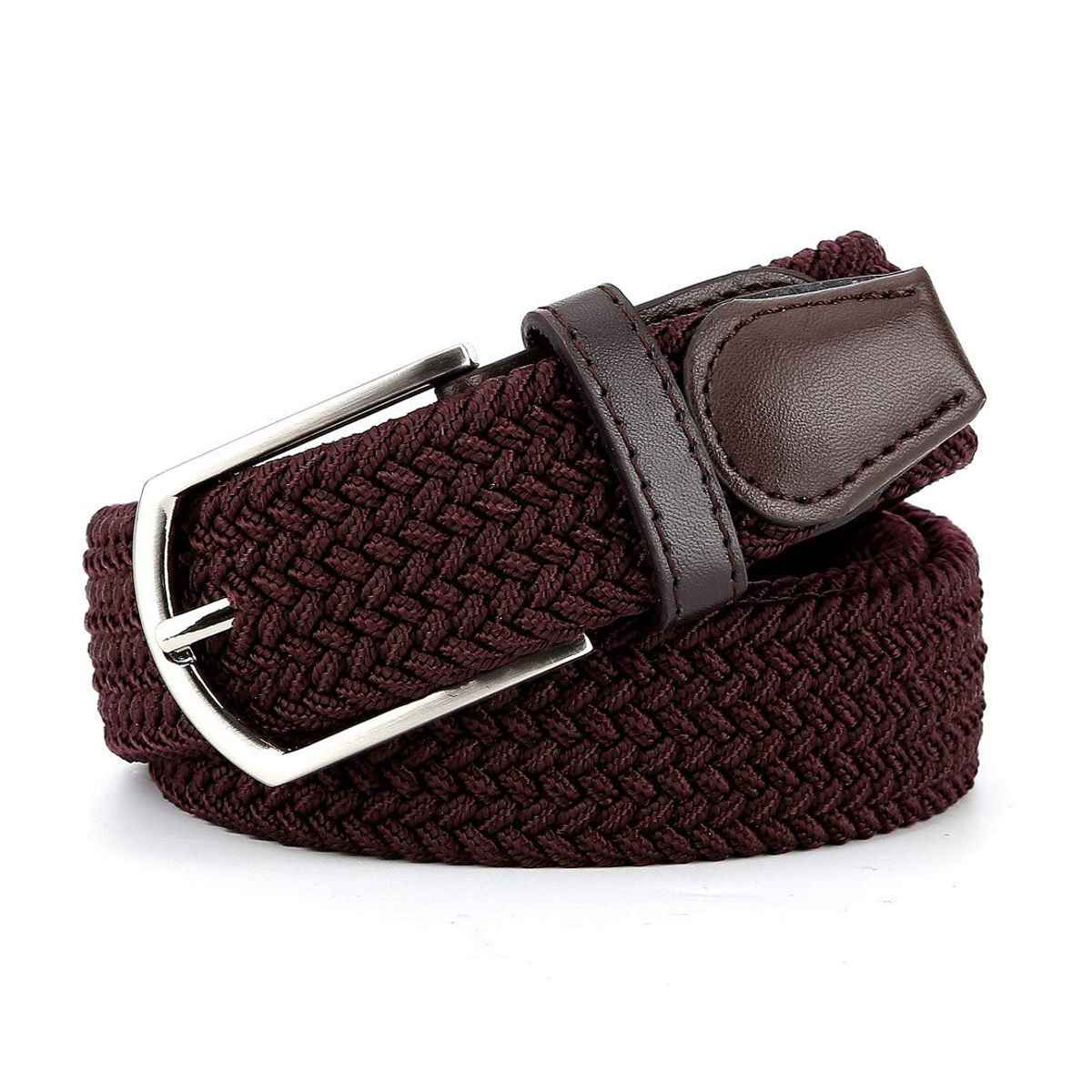 Zoro Unisex Solid Woven Fabric Belt | Brown - Free Size