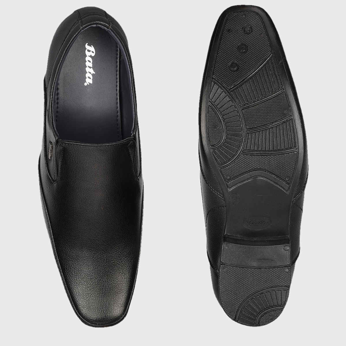 Bata Glossy Black Slip On Formal Shoes For Men | 7 UK