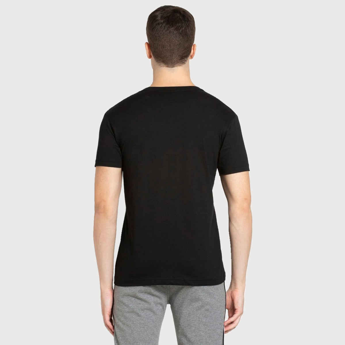 Jockey Men Cotton Rich V Neck Half Sleeve T-shirt | Black - L