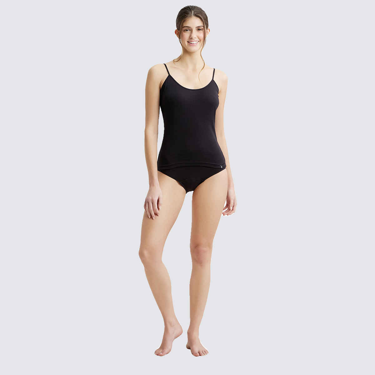 Jockey 1487 Women's Super Combed Cotton Rib Camisole|Adjustable Straps | Black-L