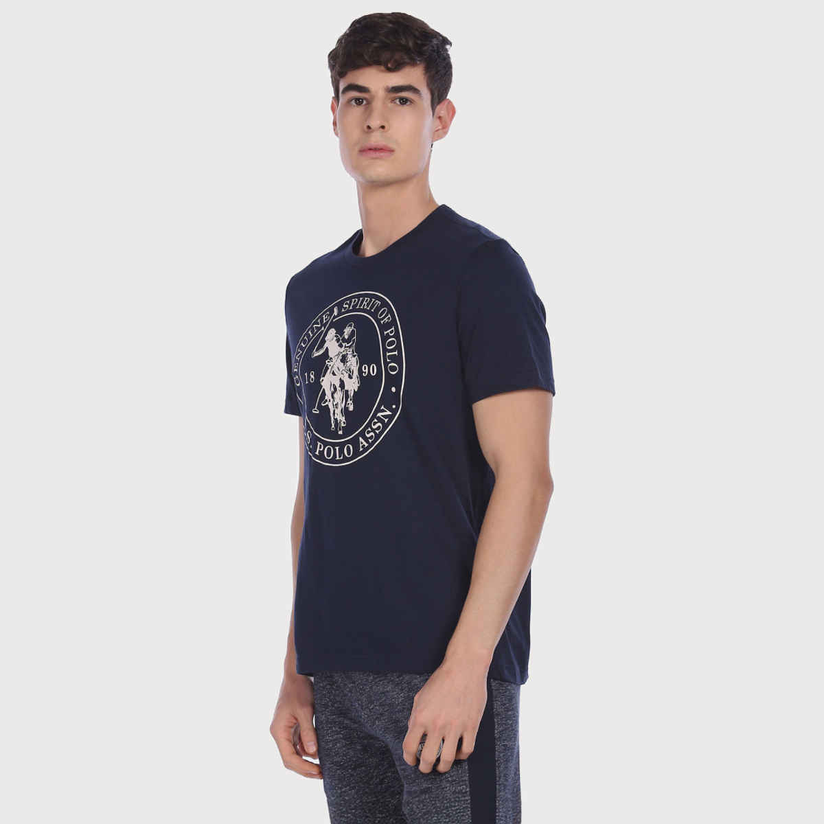 U.S. Polo Assn. Men's Comfort Fit Printed Lounge T-Shirt | Navy Blue - XL