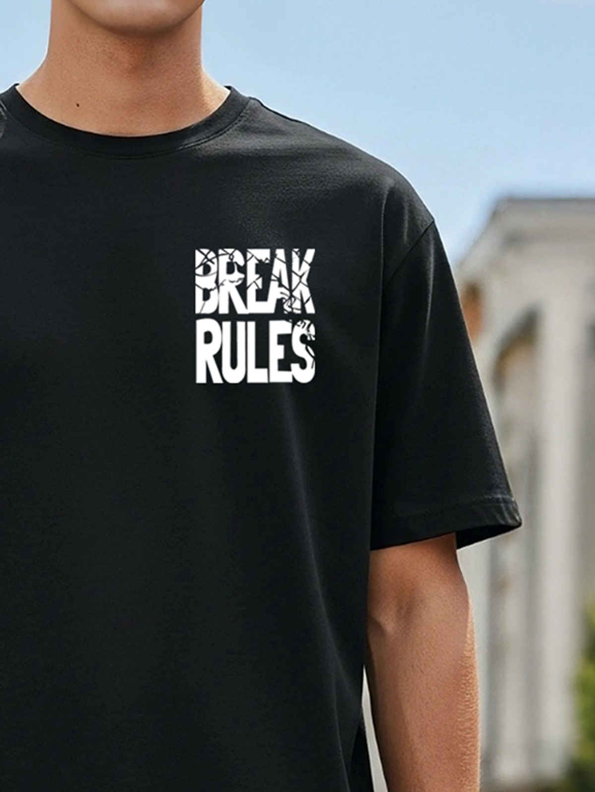 BENNY BROOKS Men's Round Neck half sleeve Oversized T-shirt |AA(ARN)BLACK158 | Black - L