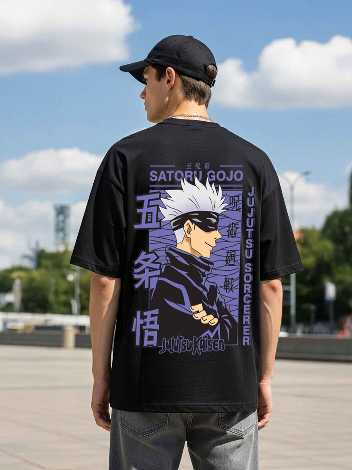 BENNY BROOKS Men's Round Neck half sleeve Oversized T-shirt |AA(ARN)BLACK131 | Black - L