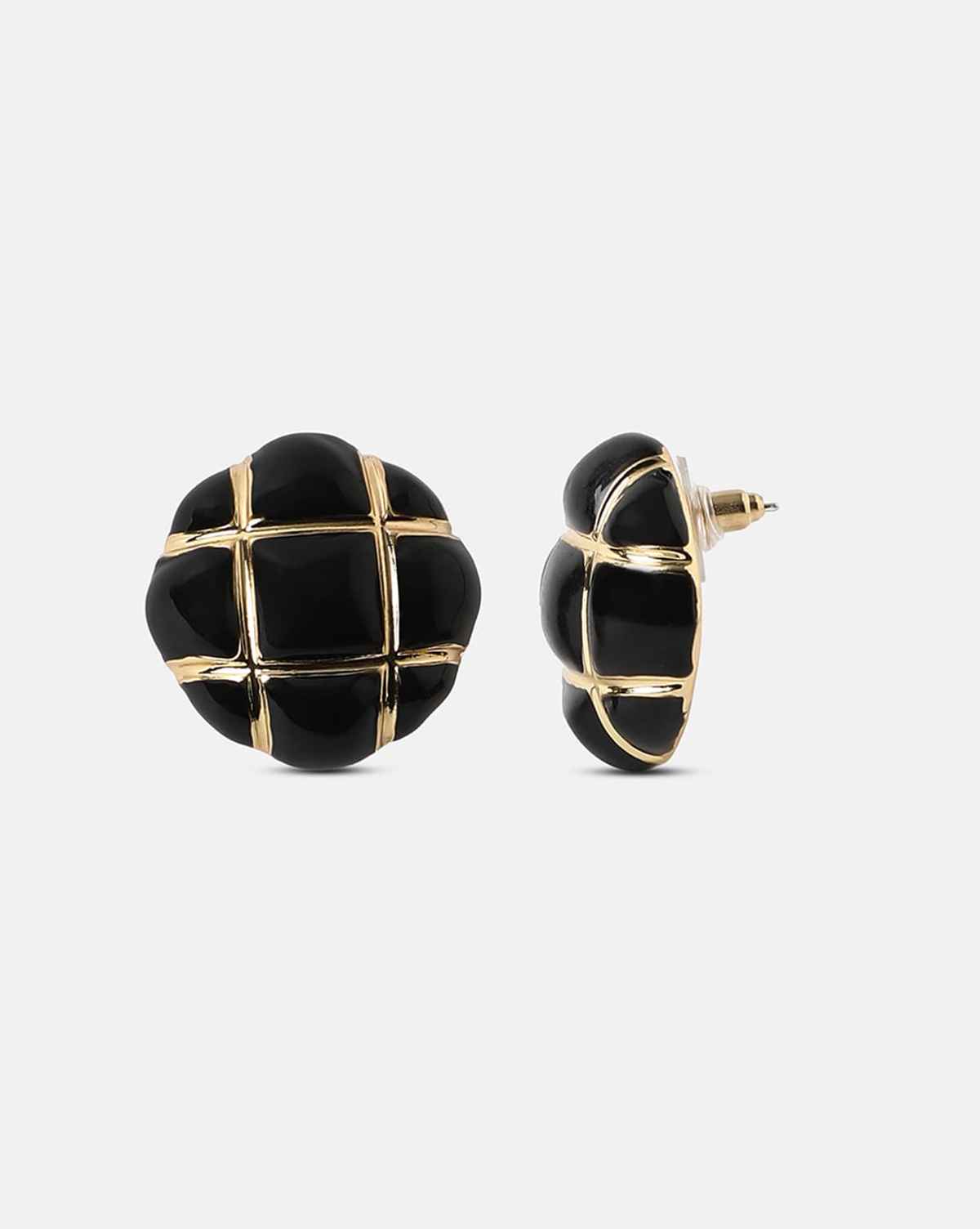 Sohi The Tic-Tac-Toe Stud Earrings - Onyx Black For Women's