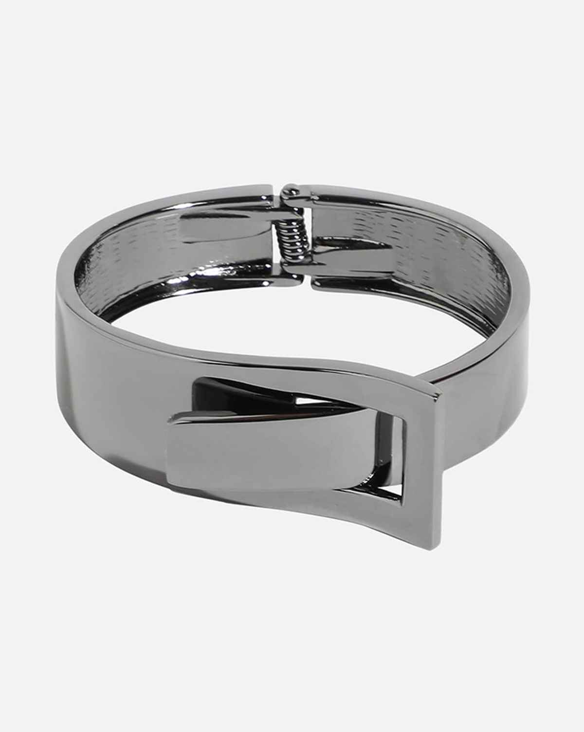 Sohi Slider Buckle Bracelet - Dark Silver For Women's
