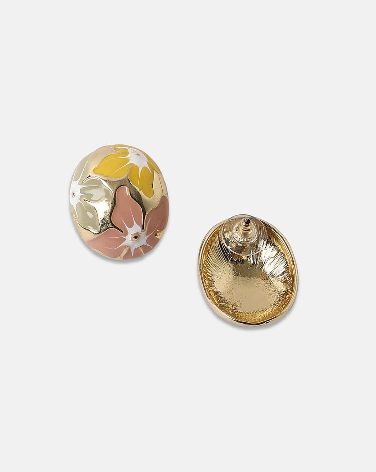 Sohi The Magnolia Stud Earrings - Blush Pink:Pistachio Green For Women's