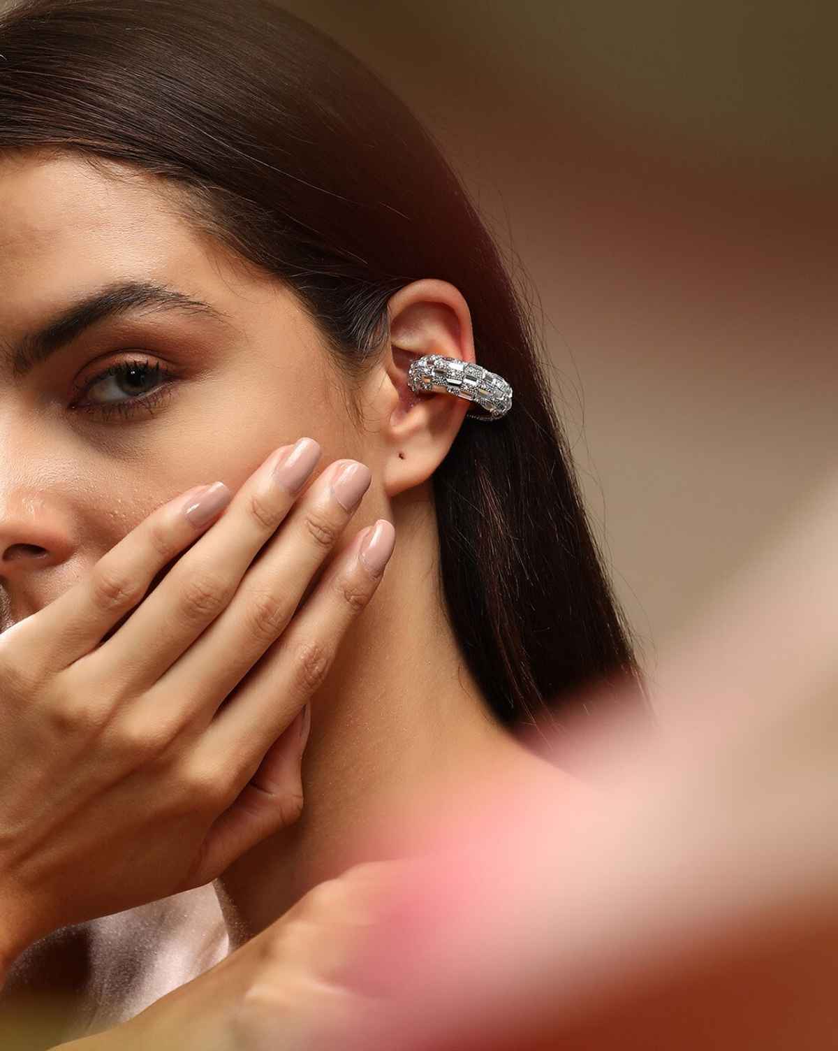 Sohi The Mirror Cuff Earrings - Chalice Silver For Women's