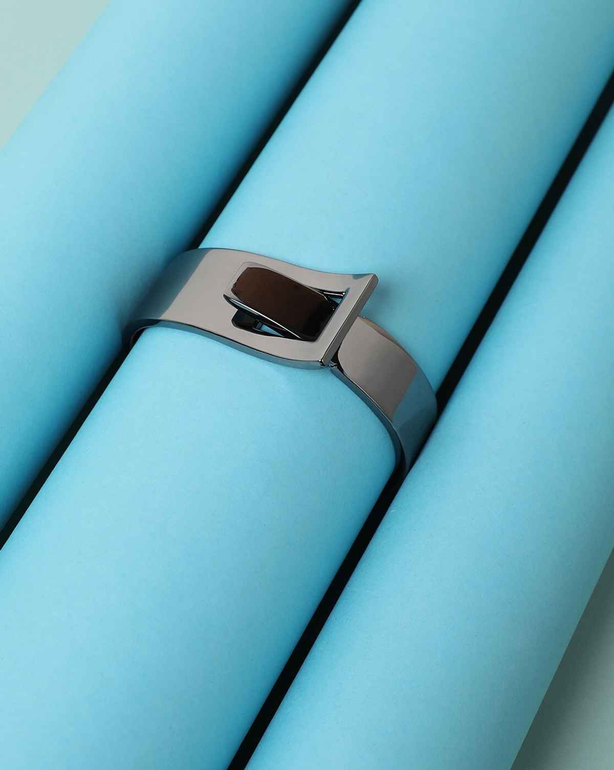 Sohi Slider Buckle Bracelet - Dark Silver For Women's