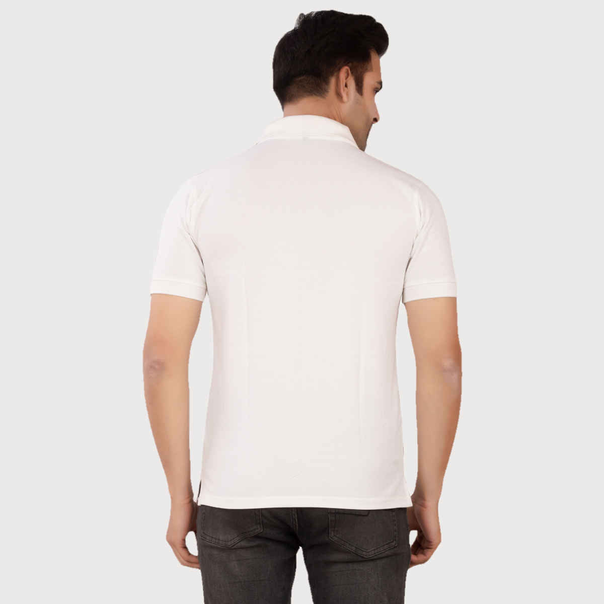 EQL Men's Cotton Solid Lightweight & Breathable Polo T-shirt | White - M
