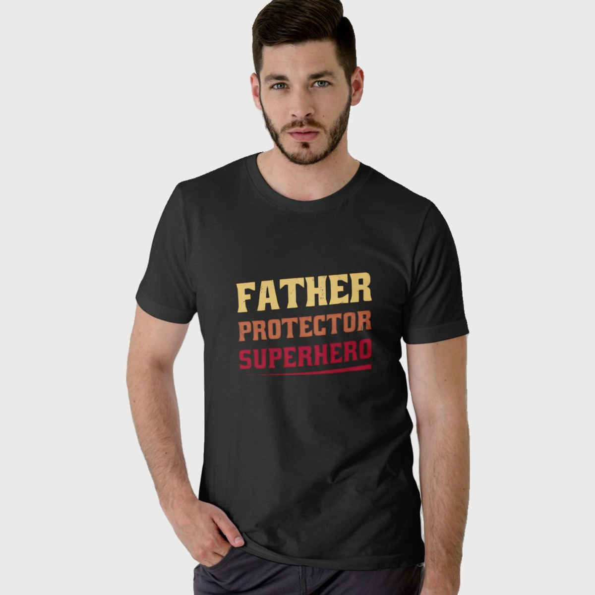 Springman Men's Father's Day Special T-shirt | 100% Cotton FATHERPROPECTOR Graphic Tee | Black - M