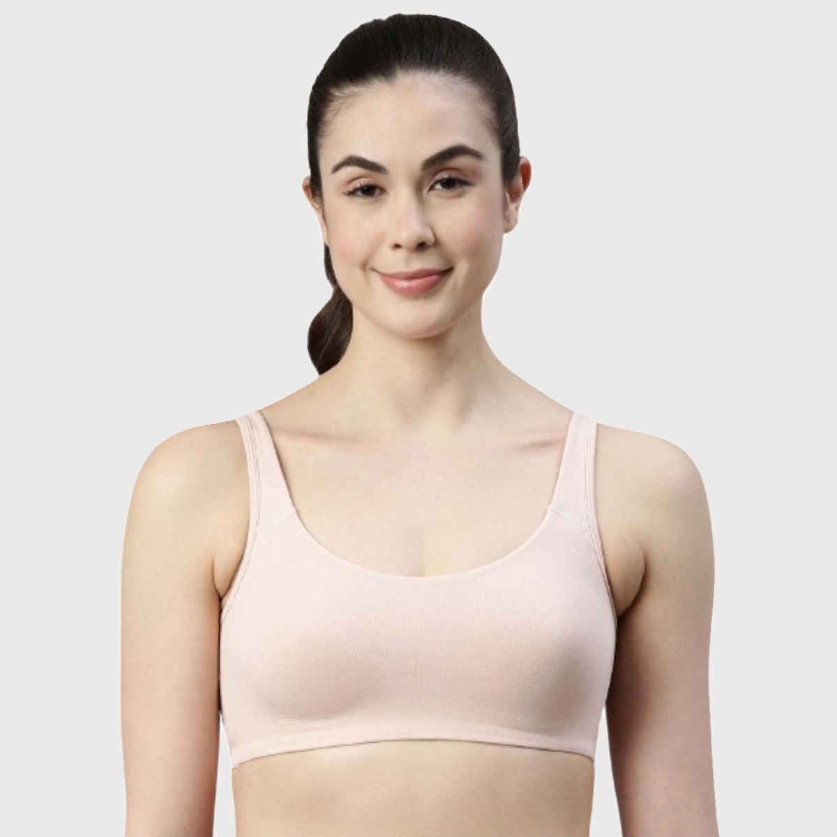 Enamor Women's SB06 Cotton Lounge Sports Bra | High Coverage | Non Padded | Wirefree | Pearl | S