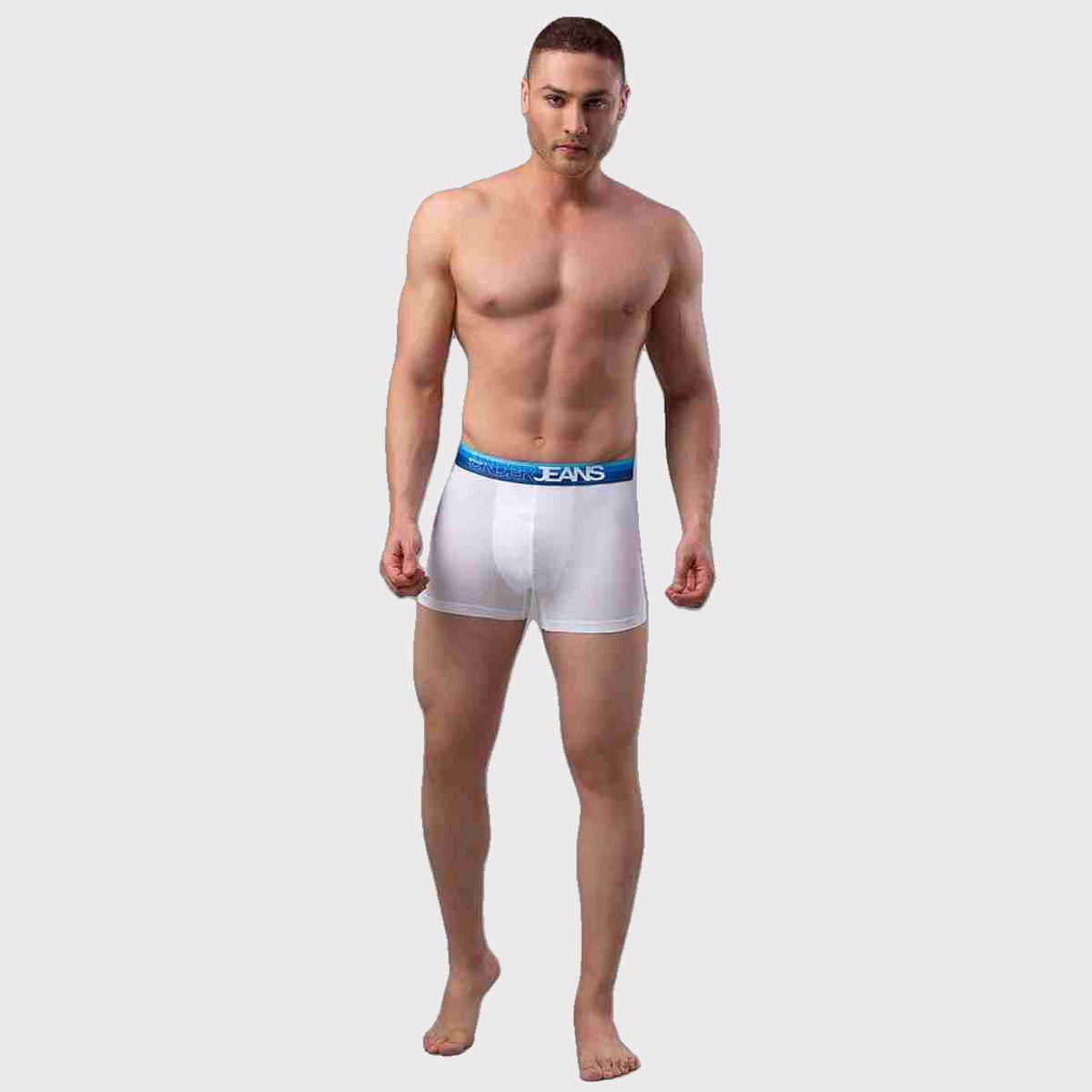 Underjeans by Spykar Men's White Blue Pack of 1 Trunk | M