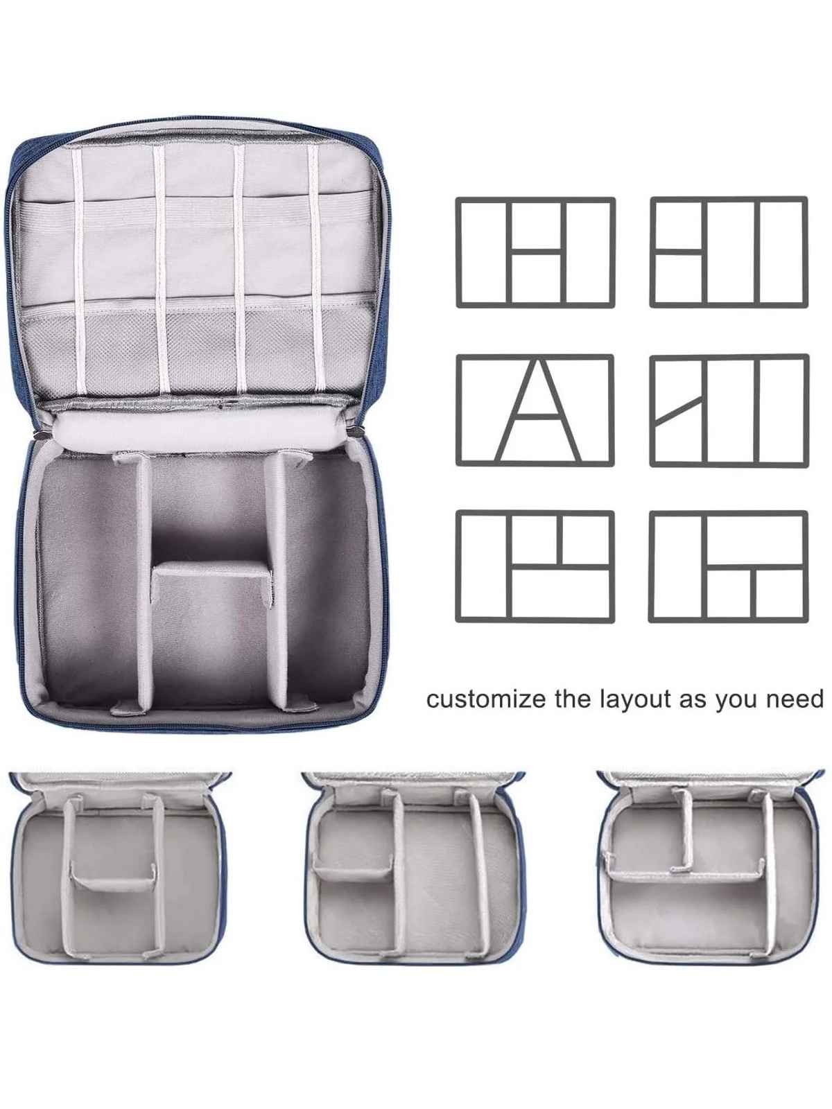 Awestuffs Gadget Organizer for Electronics Accessories, Cables, Phones | Navy Blue