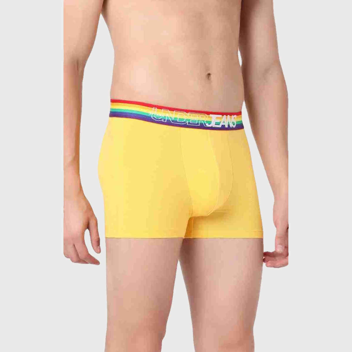 Underjeans by Spykar Men's Yellow Multi Pack of 1 Trunk | M