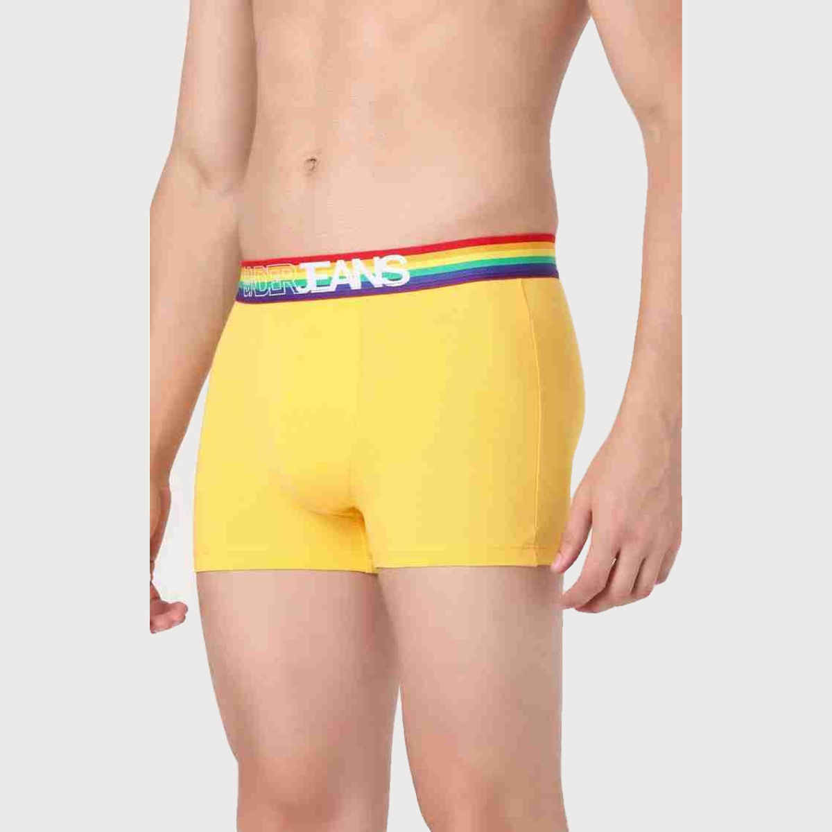 Underjeans by Spykar Men's Yellow Multi Pack of 1 Trunk | M