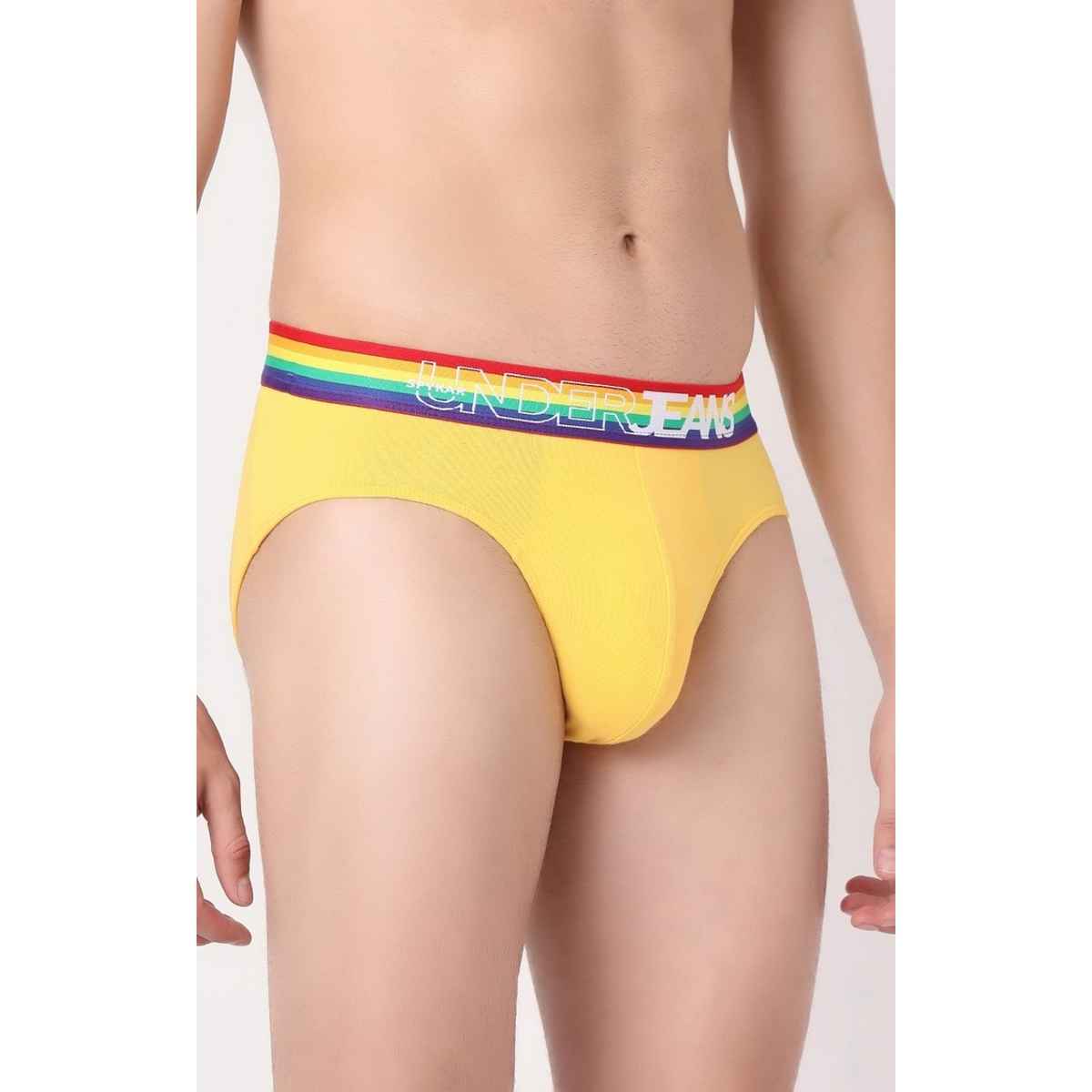 Underjeans by Spykar Mens Premium Yellow brief | M