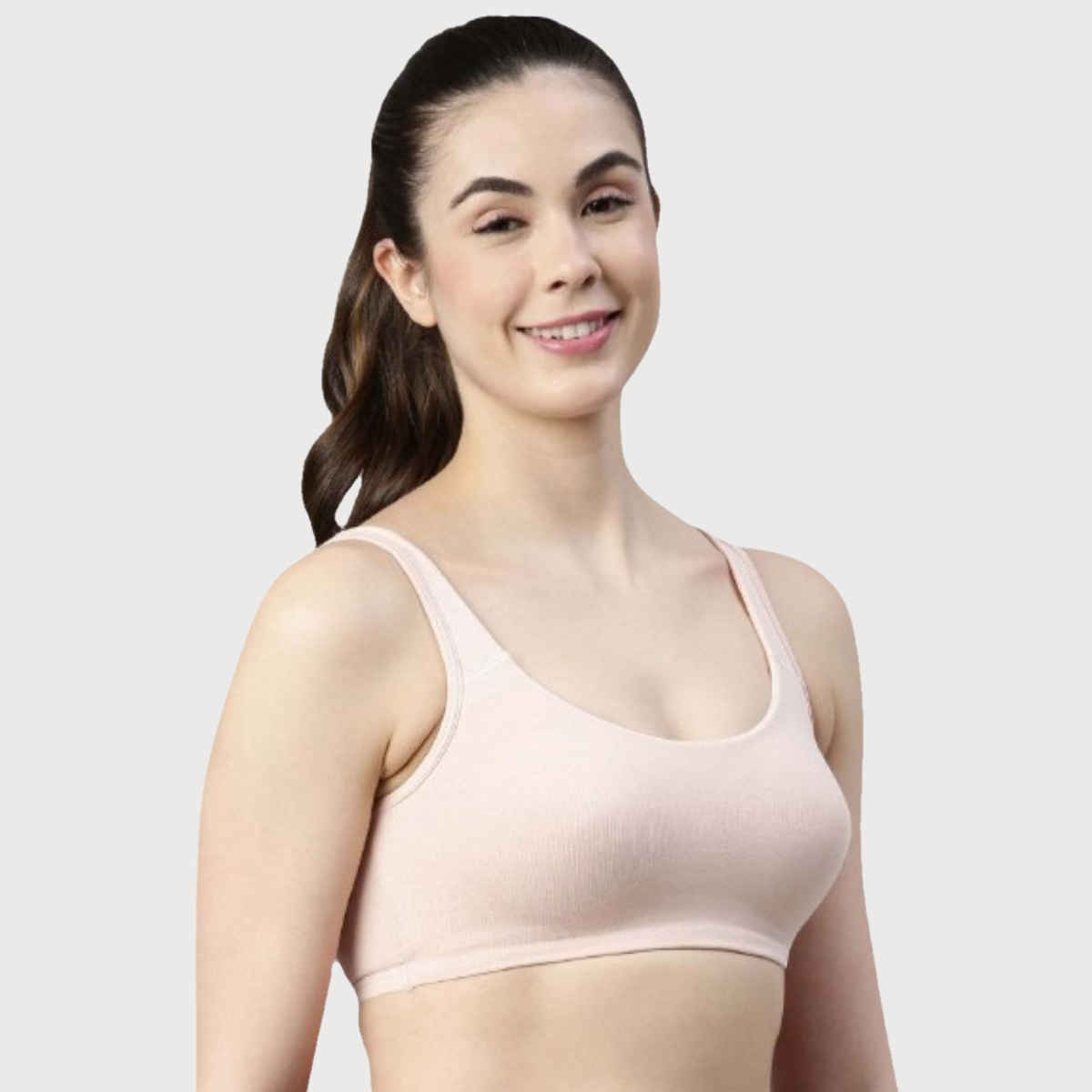 Enamor Women's SB06 Cotton Lounge Sports Bra | High Coverage | Non Padded | Wirefree | Pearl | S