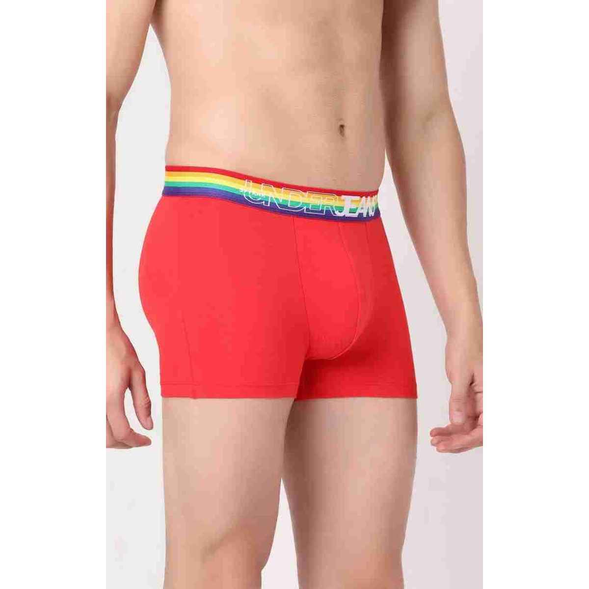 Underjeans by Spykar Men's Red Multi Pack of 1 Trunk | M