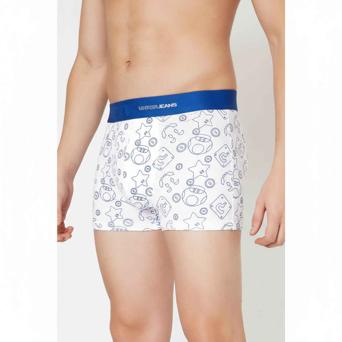 Underjeans by Spykar Mens Premium White and Dark Blue Trunk | XL