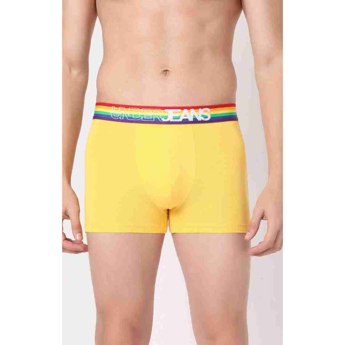 Underjeans by Spykar Men's Yellow Multi Pack of 1 Trunk | M