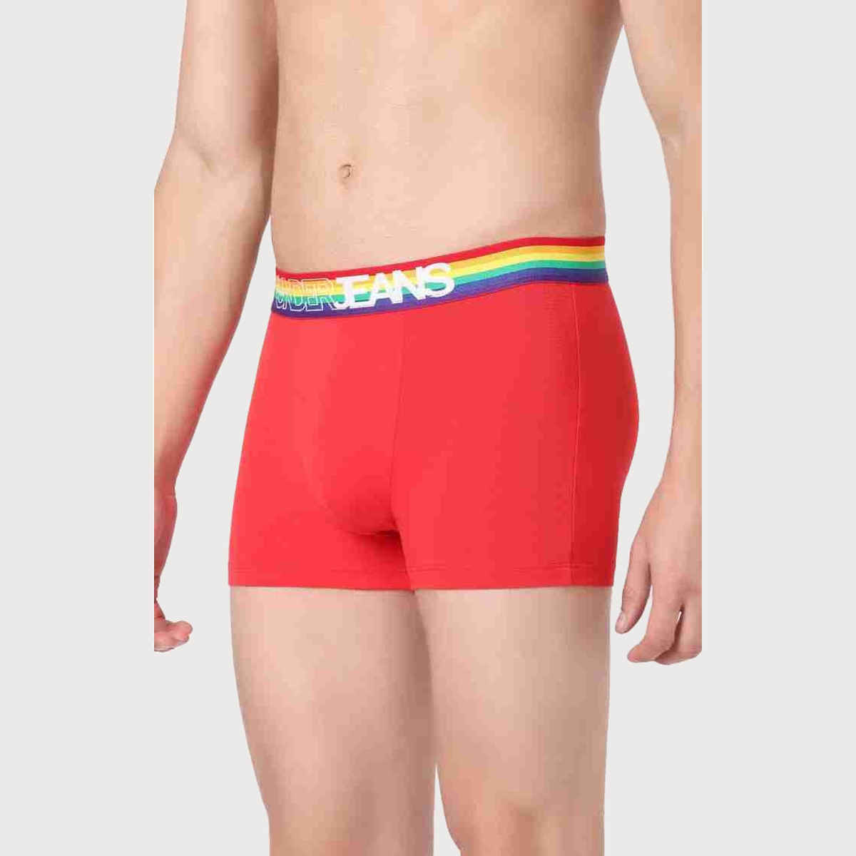 Underjeans by Spykar Men's Red Multi Pack of 1 Trunk | XL