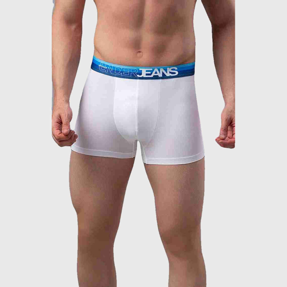 Underjeans by Spykar Men's White Blue Pack of 1 Trunk | M
